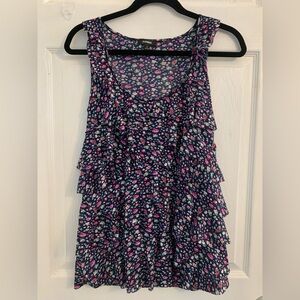 Express Women’s Navy Floral Ruffle Tank Top Pink & White Size large. $10